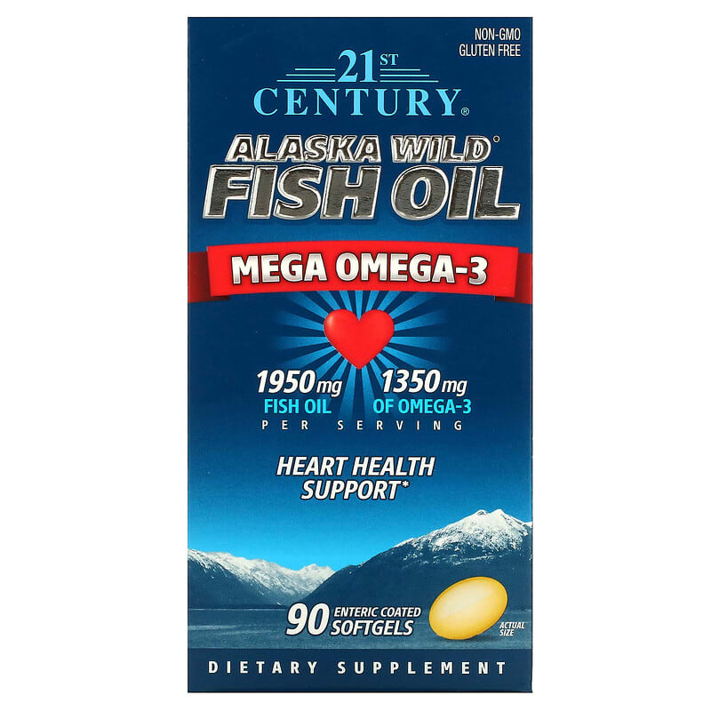 21st Century Alaska Wild Fish Oil Mega Omega 3 1950 mg /1350 mg 90 Enteric Coated Softgels 1 21st Century Alaska Wild Fish Oil Mega Omega 3 1950 mg /1350 mg 90 Enteric Coated Softgels 740985271292