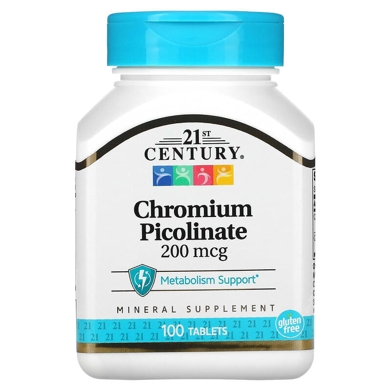 21st Century Chromium Picolinate 200 mcg 100 viên 1 21st Century Chromium Picolinate 200 mcg 100 Tablets 740985213681