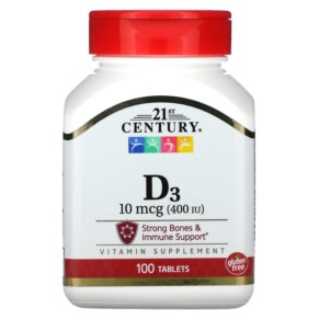 21st Century Vitamin D3 10 mcg (400 IU) 100 Tablets 740985226612