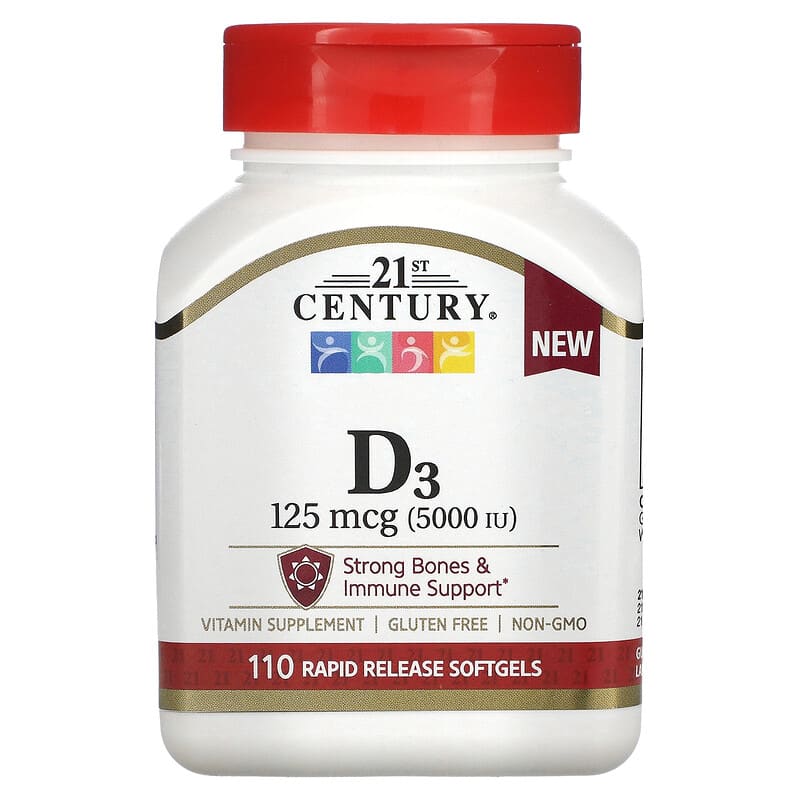 21st Century Vitamin D3 125 mcg 110 Rapid Release Softgels 1 21st Century Vitamin D3 125 mcg 110 Rapid Release Softgels 740985280591