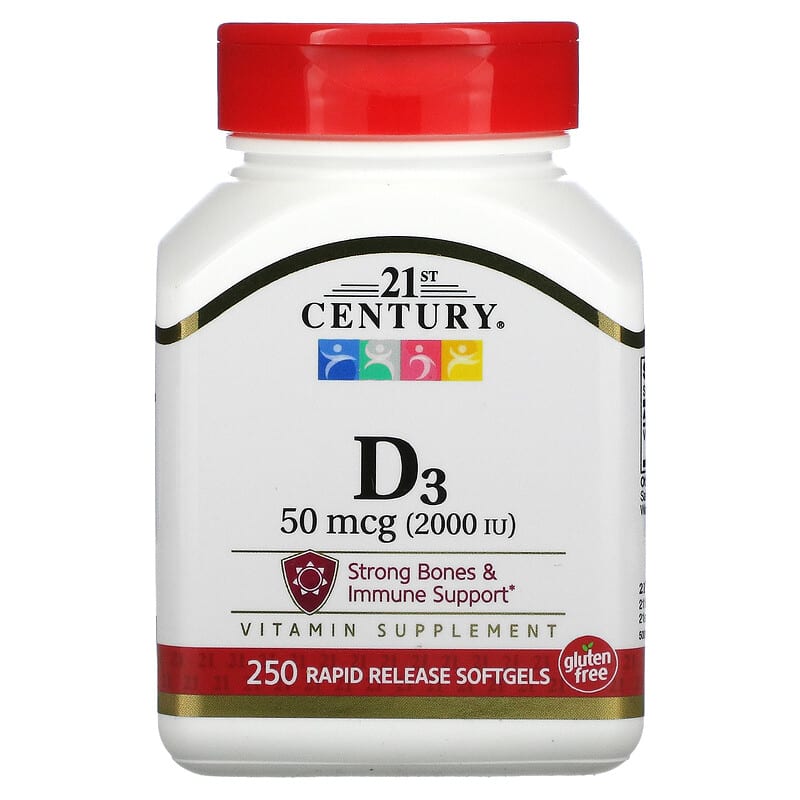 21st Century Vitamin D3 50 mcg (2,000 IU) 250 Softgels 1 21st Century Vitamin D3 50 mcg (2.000 IU) 250 Softgels 740985274163