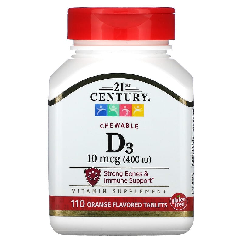 21st Century Vitamin D3 Chewable Orange 100 mcg (400 IU) 110 viên 1 21st Century Vitamin D3 Chewable Orange 100 mcg (400 IU) 110 Tablets 740985273807