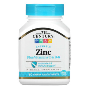 21st Century Zinc Plus Vitamins C & B-6 Chewable Cherry Flavor 90 Tablets 740985226728