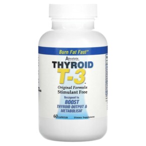 Absolute Nutrition Thyroid T-3 Original Formula 60 Capsules 708235088625