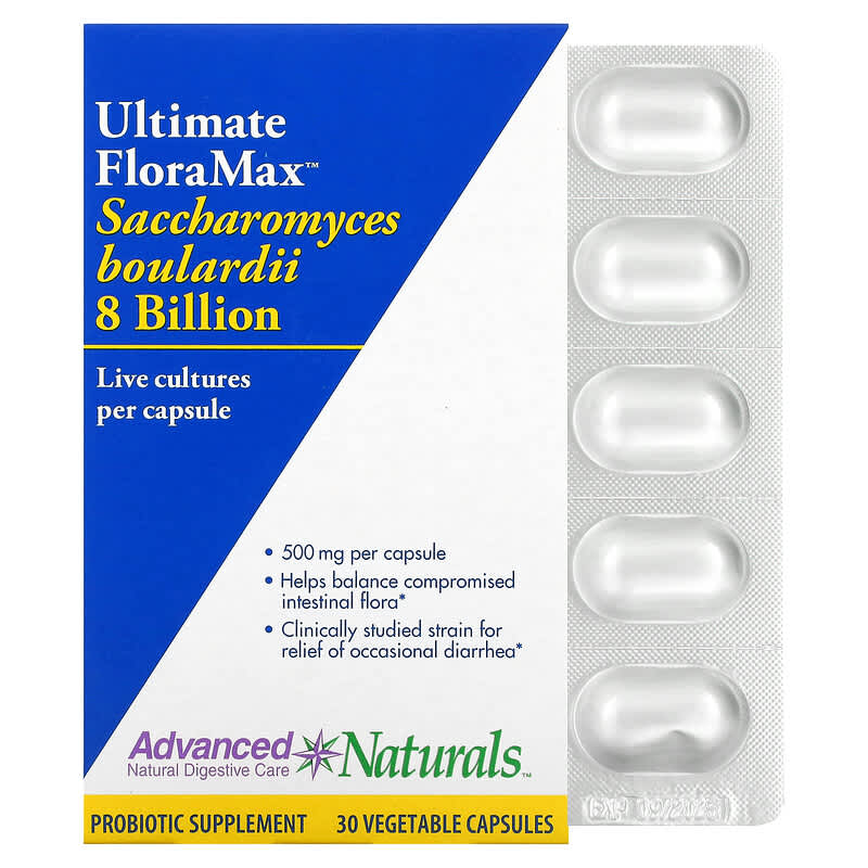 Advanced Naturals Ultimate FloraMax Saccharomyces Boulardii 8 Billion 30 Vegetable viên 1 Advanced Naturals Ultimate FloraMax Saccharomyces Boulardii 8 Billion 30 Vegetable Capsules 631257164049