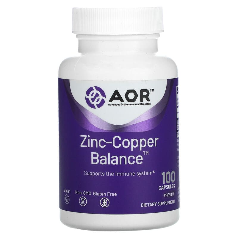 Advanced Orthomolecular Research AOR Zinc-Copper Balance 100 viên 1 Advanced Orthomolecular Research AOR Zinc-Copper Balance 100 Capsules 624917082913