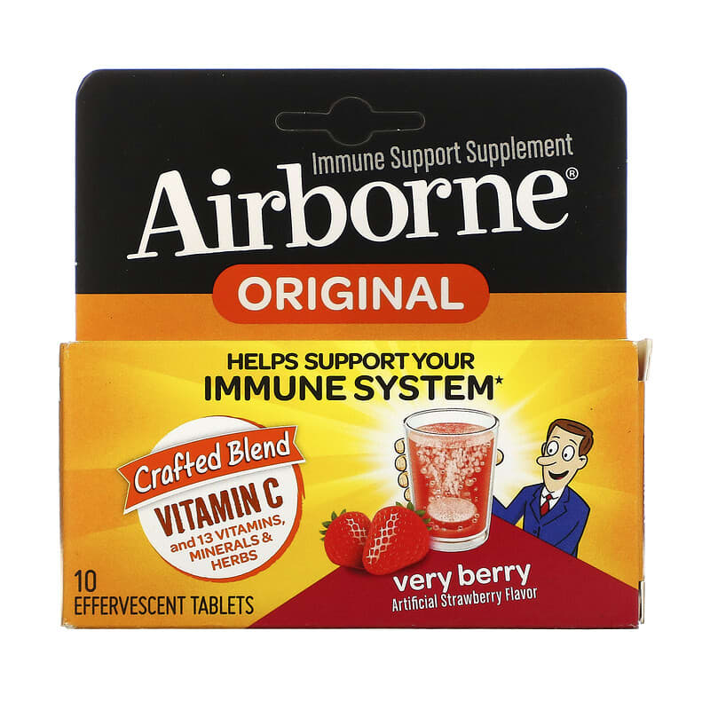 AirBorne Immune Support Supplement Very Berry 10 Effervescent Tablets 1 AirBorne Immune Support Supplement Very Berry 10 Effervescent Tablets 647865100942