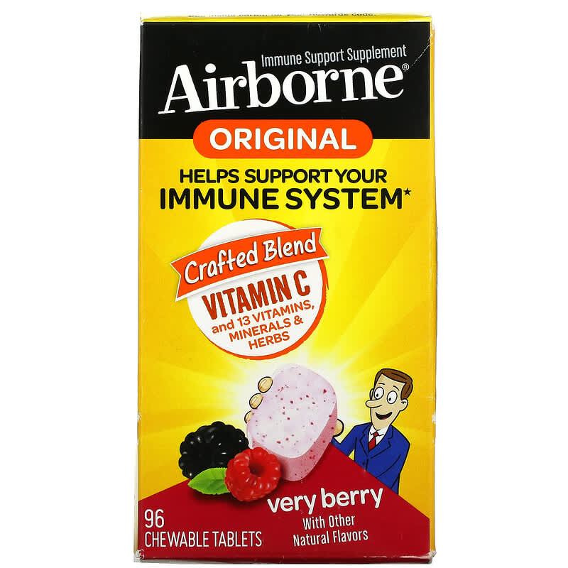 AirBorne Original Immune Support Supplement Very Berry 96 Chewable Tablets 1 AirBorne Original Immune Support Supplement Very Berry 96 Chewable Tablets 647865963400