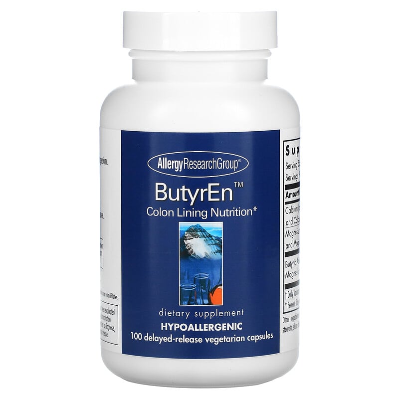 Allergy Research Group ButyrEn 100 Delayed-Release Vegetarian Capsules 1 Allergy Research Group ButyrEn 100 Delayed-Release Vegetarian Capsules 713947702202