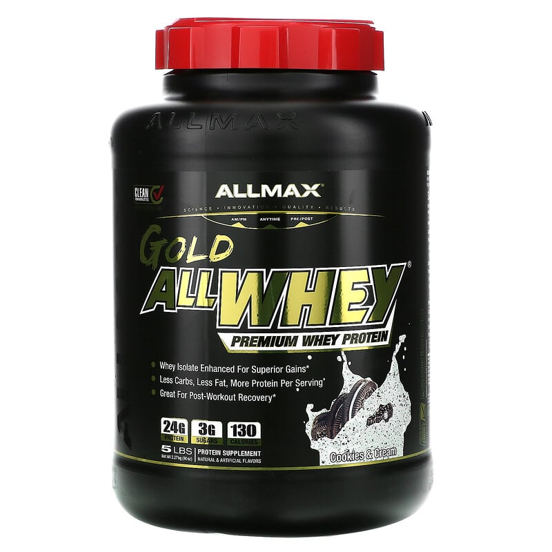 ALLMAX Gold AllWhey 100% Premium Whey Protein Cookies & Cream 5 lbs (2.27 kg) 1 ALLMAX Gold AllWhey 100% Premium Whey Protein Cookies & Cream 5 lbs (2.27 kg) 665553225067