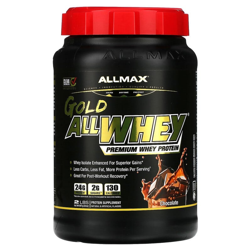 ALLMAX Gold AllWhey Premium Whey Protein Chocolate 2 lbs (907 g) 1 ALLMAX Gold AllWhey Premium Whey Protein Chocolate 2 lbs (907 g) 665553200477