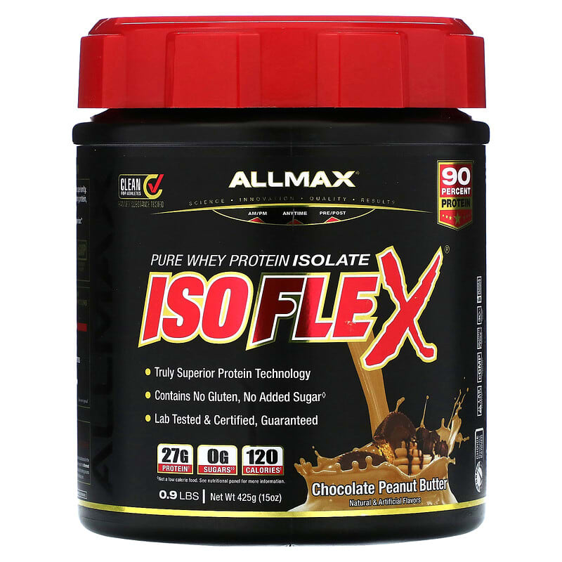 ALLMAX Isoflex Pure Whey Protein Isolate Chocolate Peanut Butter 0.9 lbs (425 g) 1 ALLMAX Isoflex Pure Whey Protein Isolate Chocolate Peanut Butter 0.9 lbs (425 g) 665553229867