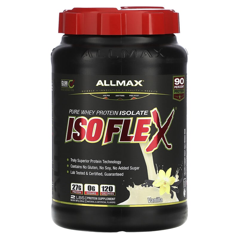 ALLMAX Isoflex Pure Whey Protein Isolate Vanilla 2 lbs (907 g) 1 ALLMAX Isoflex Pure Whey Protein Isolate Vanilla 2 lbs (907 g) 665553121222