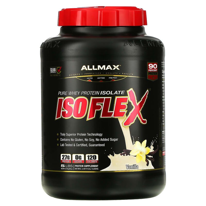 ALLMAX Isoflex Pure Whey Protein Isolate Vanilla 5 lbs (2.27 kg) 1 ALLMAX Isoflex Pure Whey Protein Isolate Vanilla 5 lbs (2.27 kg) 665553121253