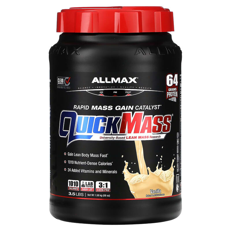 ALLMAX Quick Mass Rapid Mass Gain Catalyst Vanilla 3.5 lbs (1.59 kg) 1 ALLMAX Quick Mass Rapid Mass Gain Catalyst Vanilla 3.5 lbs (1.59 kg) 665553229744