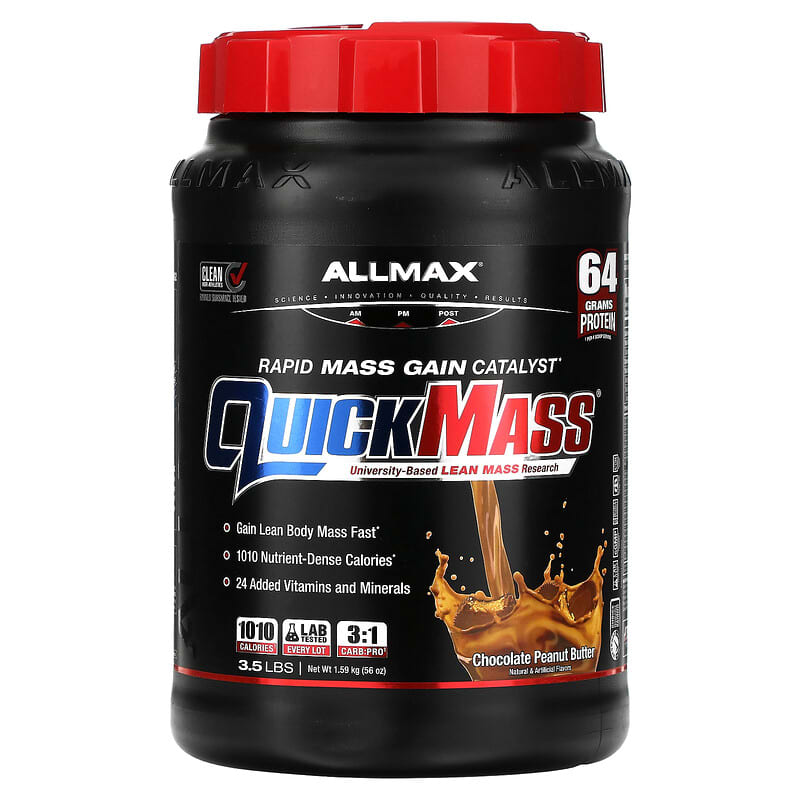 ALLMAX QuickMass Rapid Mass Gain Catalyst Chocolate Peanut Butter 3.5 lbs (1.59 kg) 1 ALLMAX QuickMass Rapid Mass Gain Catalyst Chocolate Peanut Butter 3.5 lbs (1.59 kg) 665553229768