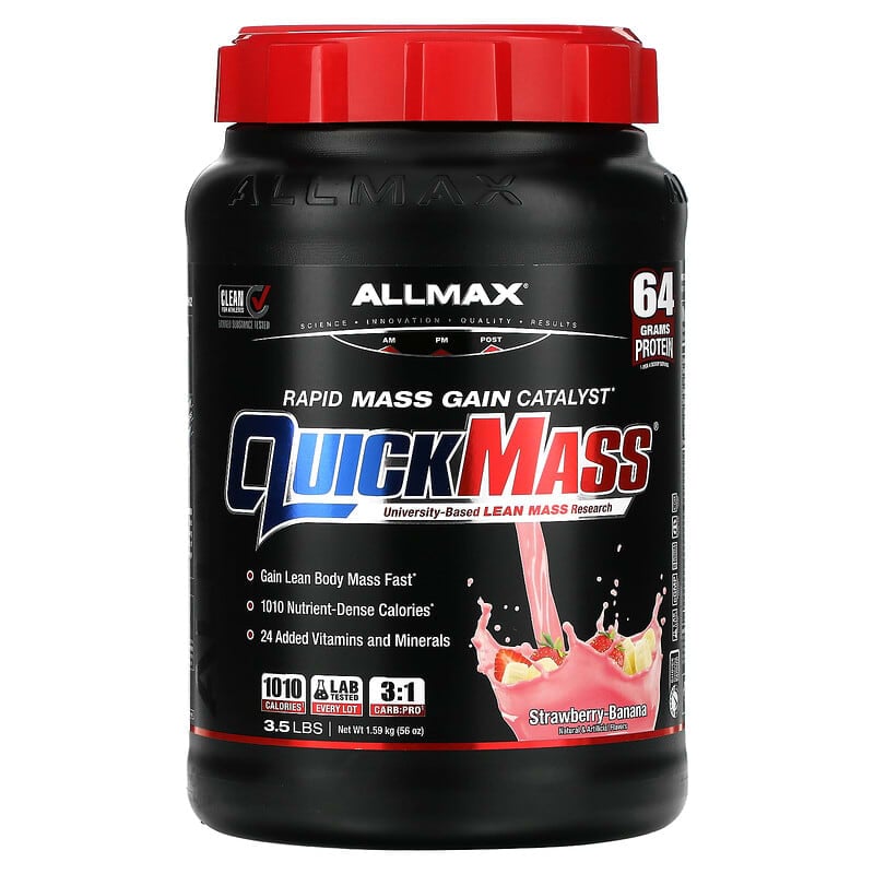 ALLMAX QuickMass Rapid Mass Gain Catalyst Strawberry-Banana 3.5 lbs (1.59 kg) 1 ALLMAX QuickMass Rapid Mass Gain Catalyst Strawberry-Banana 3.5 lbs (1.59 kg) 665553229843