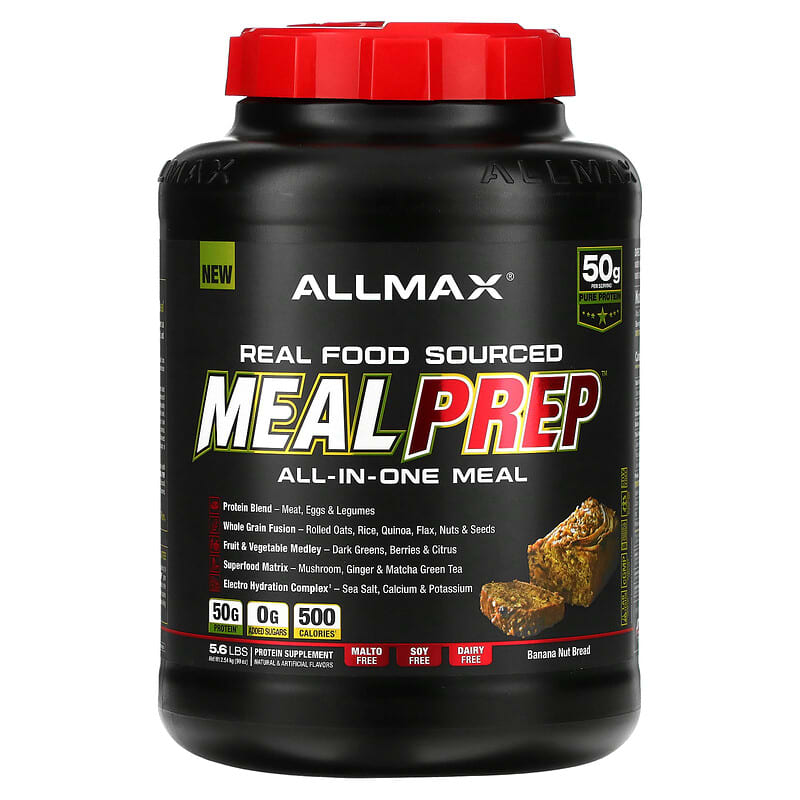 ALLMAX Nutrition Real Food Sourced Meal Prep All-in-One Meal Banana Nut Bread 5.6 lb (2.54 kg) 1 ALLMAX Real Food Sourced Meal Prep All-in-One Meal Banana Nut Bread 5.6 lb (2.54 kg) 665553229010