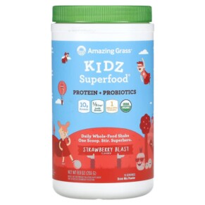 Amazing Grass Kidz Superfood Protein + Probiotics Strawberry Blast 8.9 oz (255 g) 829835006885