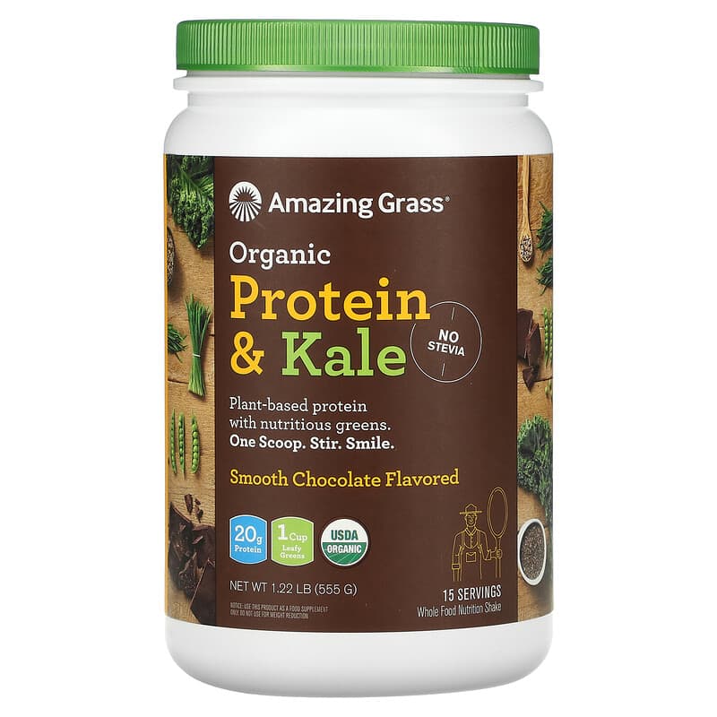 Amazing Grass Organic Protein & Kale Powder Smooth Chocolate 1.22 lb (555 g) 1 Amazing Grass Organic Protein & Kale Powder Smooth Chocolate 1.22 lb (555 g) 829835006328