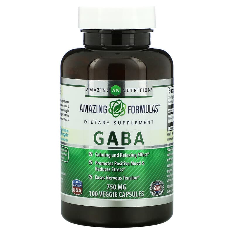 Amazing Nutrition Gaba 750 mg 100 Veggie Capsules 1 Amazing Nutrition Gaba 750 mg 100 Veggie Capsules 810180020435
