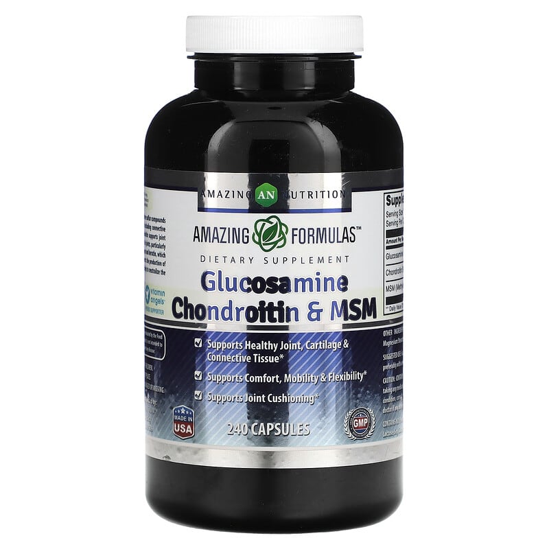 Amazing Nutrition Glucosamine Chondroitin & MSM 240 Capsules 1 Amazing Nutrition Glucosamine Chondroitin & MSM 240 Capsules 810180023788