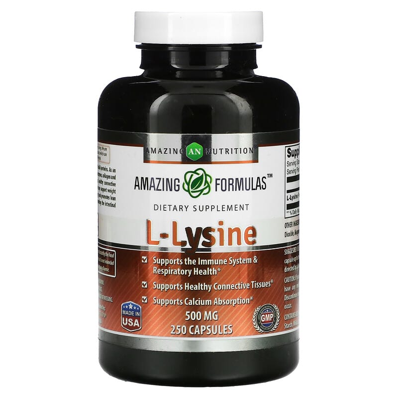 Amazing Nutrition L-Lysine 500 mg 250 Capsules 1 Amazing Nutrition L-Lysine 500 mg 250 Capsules 810180022668