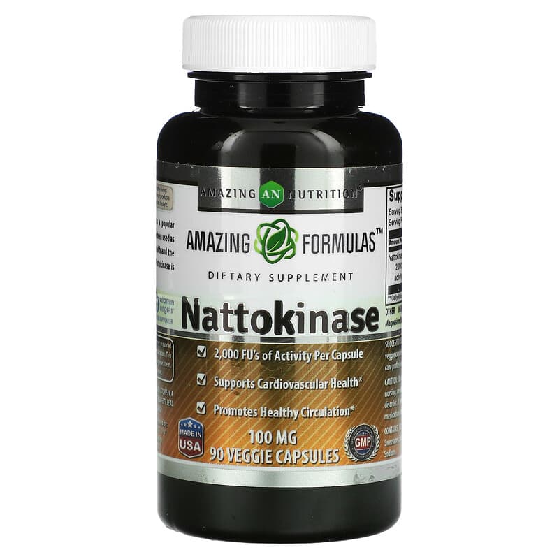 Amazing Nutrition Nattokinase 100 mg 90 Veggie Capsules 1 Amazing Nutrition Nattokinase 100 mg 90 Veggie Capsules 810180021678
