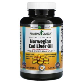 Amazing Nutrition Norwegian Cod Liver Oil Orange 1.250 mg 120 Softgels 810180029384