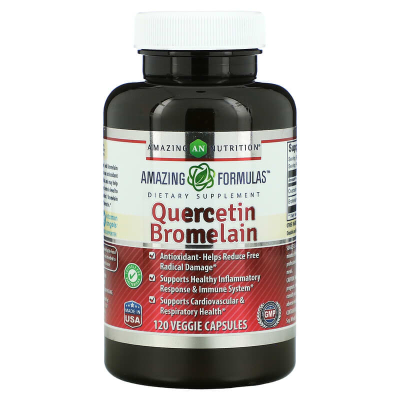 Amazing Nutrition Quercetin Bromelain 120 Veggie Capsules 1 Amazing Nutrition Quercetin Bromelain 120 Veggie Capsules 810180020985