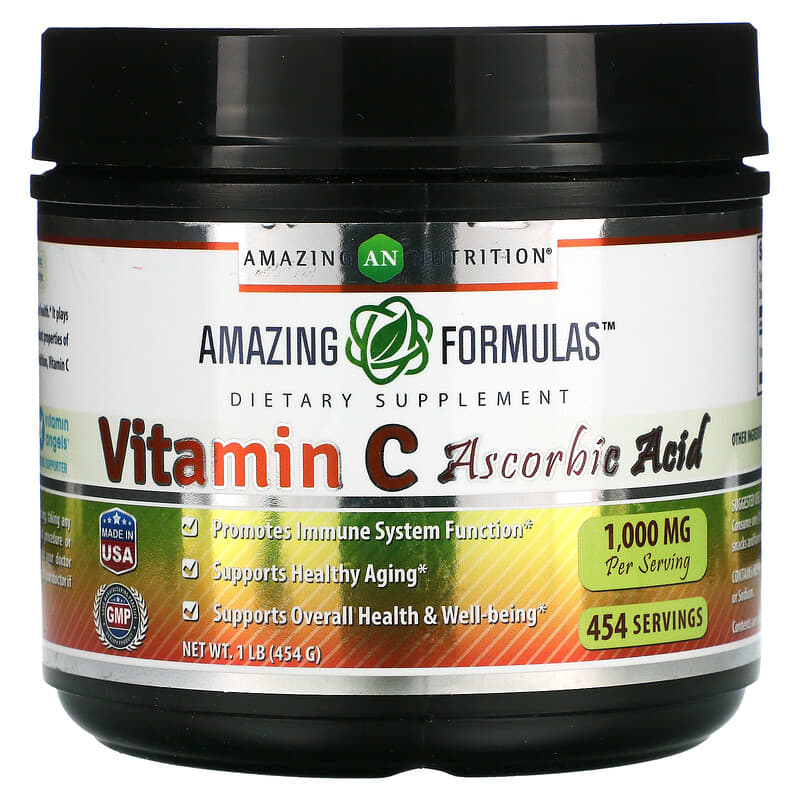 Amazing Nutrition Vitamin C Ascorbic Acid 1.000 mg 1 lb (454 g) 1 Amazing Nutrition Vitamin C Ascorbic Acid 1.000 mg 1 lb (454 g) 810180025966