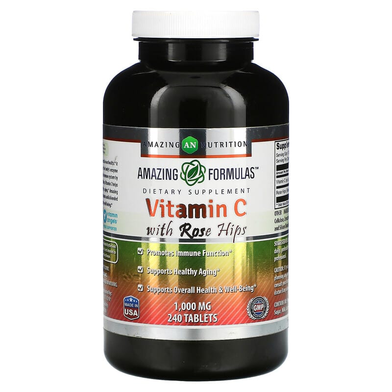 Amazing Nutrition Vitamin C with Rose Hips 1.000 mg 240 Tablets 1 Amazing Nutrition Vitamin C with Rose Hips 1.000 mg 240 Tablets 810180023610