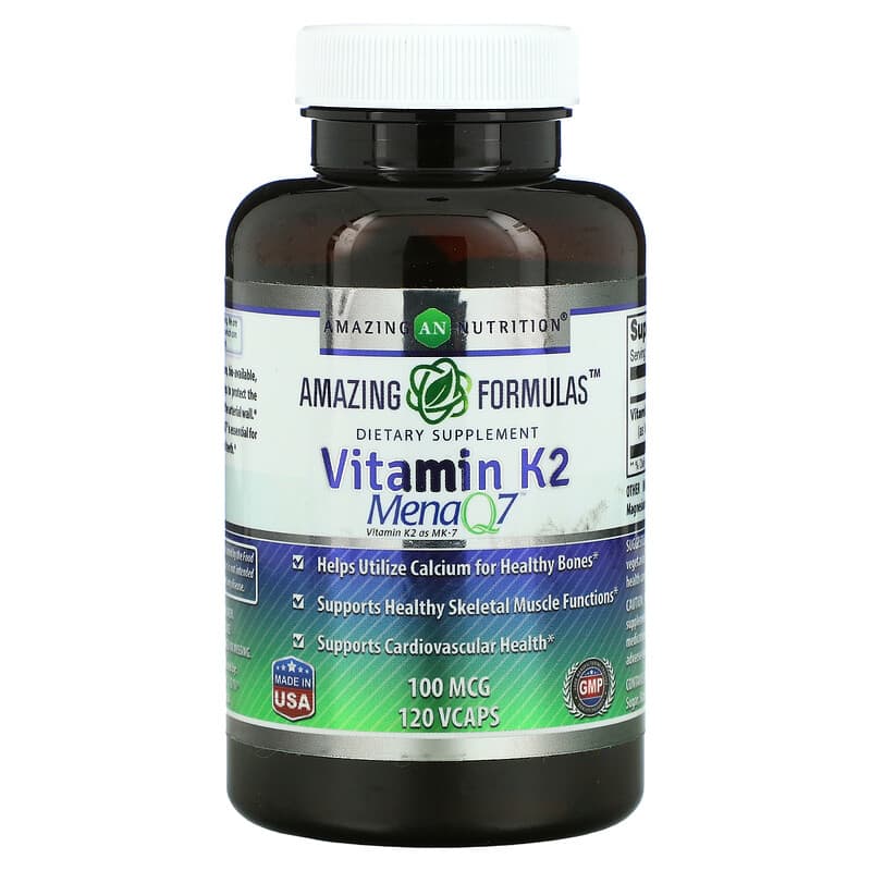 Amazing Nutrition Vitamin K2 100 mcg 120 VCaps 1 Amazing Nutrition Vitamin K2 100 mcg 120 VCaps 810180021289