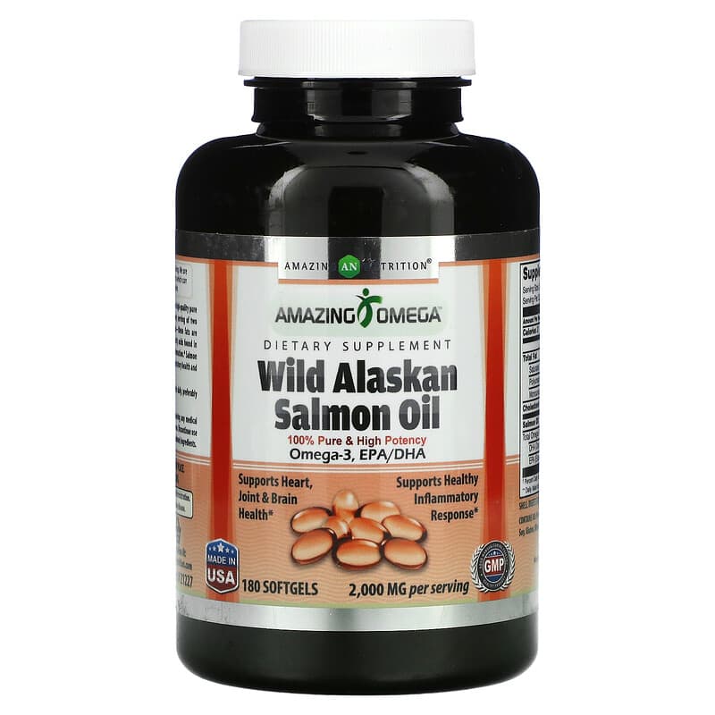 Amazing Nutrition Wild Alaskan Salmon Oil 2.000 mg 180 Softgels 1 Amazing Nutrition Wild Alaskan Salmon Oil 2.000 mg 180 Softgels 810180021227