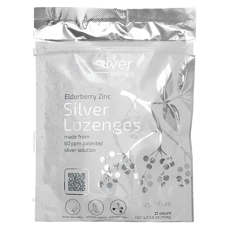 American Biotech Labs Silver Biotics Elderberry Zinc Silver Lozenges 21 Lozenges 2.8 oz (79.8 g) 1 American Biotech Labs Silver Biotics Elderberry Zinc Silver Lozenges 21 Lozenges 2.8 oz (79.8 g) 831060006141