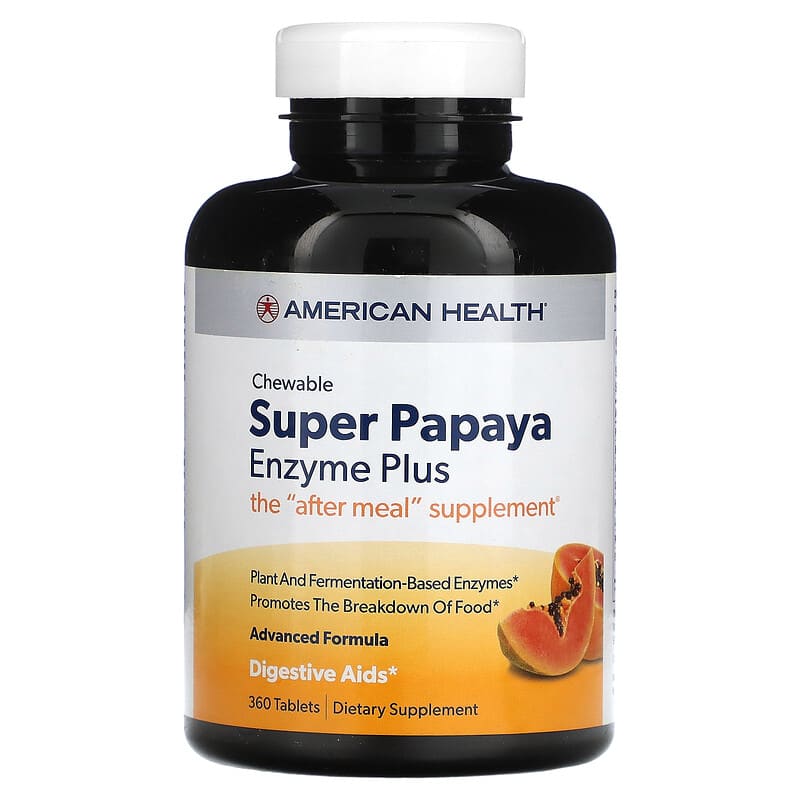 American Health Chewable Super Papaya Enzyme Plus 360 Tablets 1 American Health Chewable Super Papaya Enzyme Plus 360 Tablets 076630502054