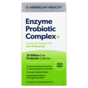 American Health Enzyme Probiotic Complex+ 20 Billion CFU 60 Capsules 076630300858