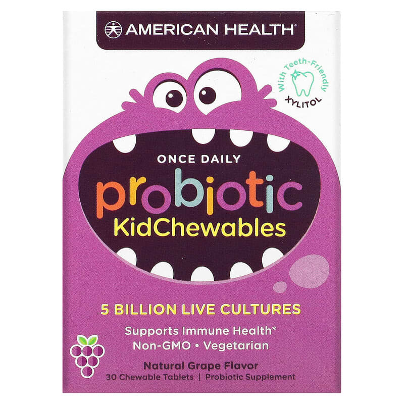 American Health Probiotic KidChewables Natural Grape 5 Billion Live Culture 30 Chewable Tablets 1 American Health Probiotic KidChewables Natural Grape 5 Billion Live Culture 30 Chewable Tablets 076630303019