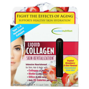 Applied Nutrition Liquid Collagen Skin Revitalization Tropical Strawberry & Kiwi 10 Liquid-Tubes 10 ml Each 710363578374