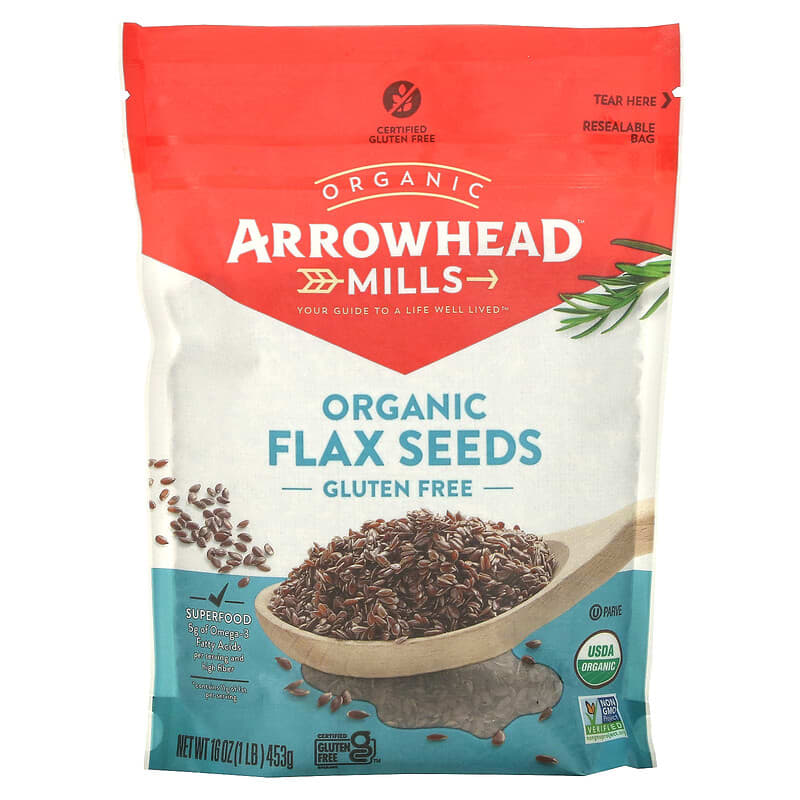 Arrowhead Mills Organic Flax Seeds Gluten Free 1 lb (453 g) 1 Arrowhead Mills Organic Flax Seeds Gluten Free 1 lb (453 g) 074333476849