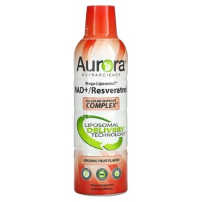 Aurora Nutrascience Mega-Liposomal NAD+/Resveratrol Organic Fruit 16 fl oz (480 ml) 628504648230