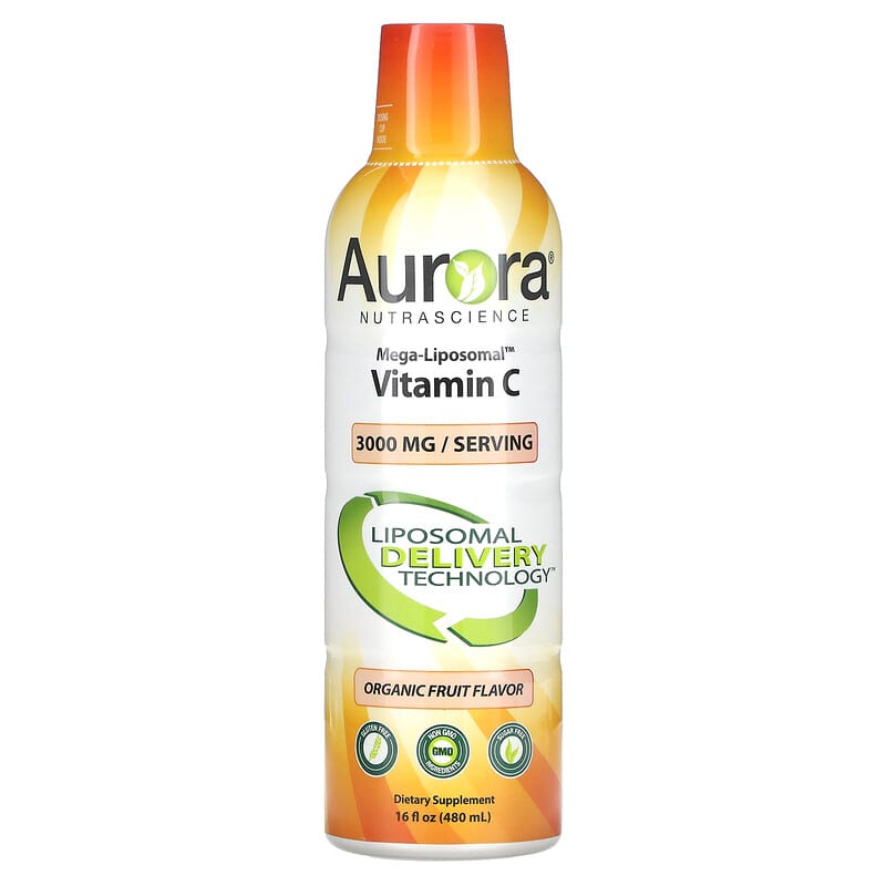 Aurora Nutrascience Mega-Liposomal Vitamin C Organic Fruit Flavor 3,000 mg 16 oz (480 ml) 1 Aurora Nutrascience Mega-Liposomal Vitamin C Organic Fruit 3.000 mg 16 fl oz (480 ml) 628504648001