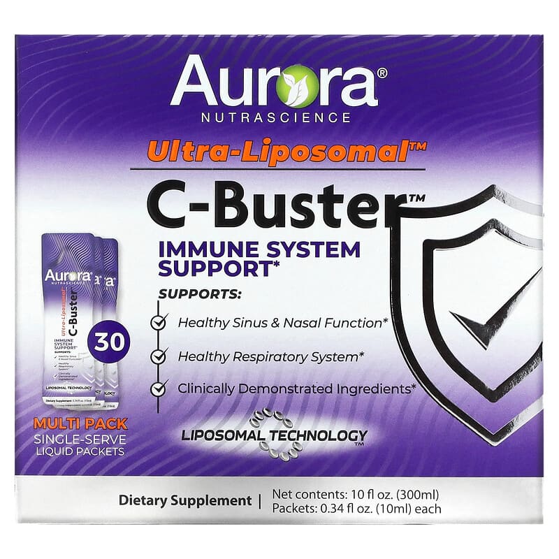 Aurora Nutrascience Ultra-Liposomal C-Buster 30 Packets 0.34 fl oz (10 ml) Each 1 Aurora Nutrascience Ultra-Liposomal C-Buster 30 Packets 0.34 fl oz (10 ml) Each 628504648353