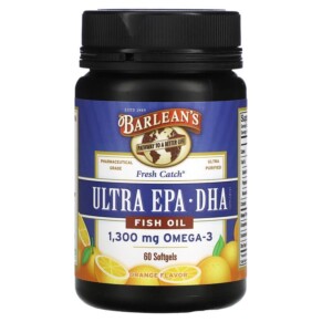 Barlean's Fresh Catch Fish Oil Omega-3 Ultra EPA/DHA Orange 60 Softgels 705875610063