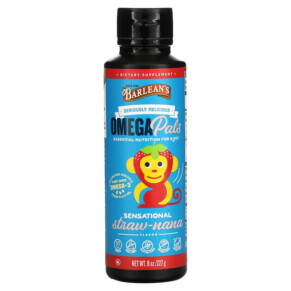 Barlean's Seriously Delicious Omega Pals Sensational Straw-Nana 8 oz (227 g) 705875801034