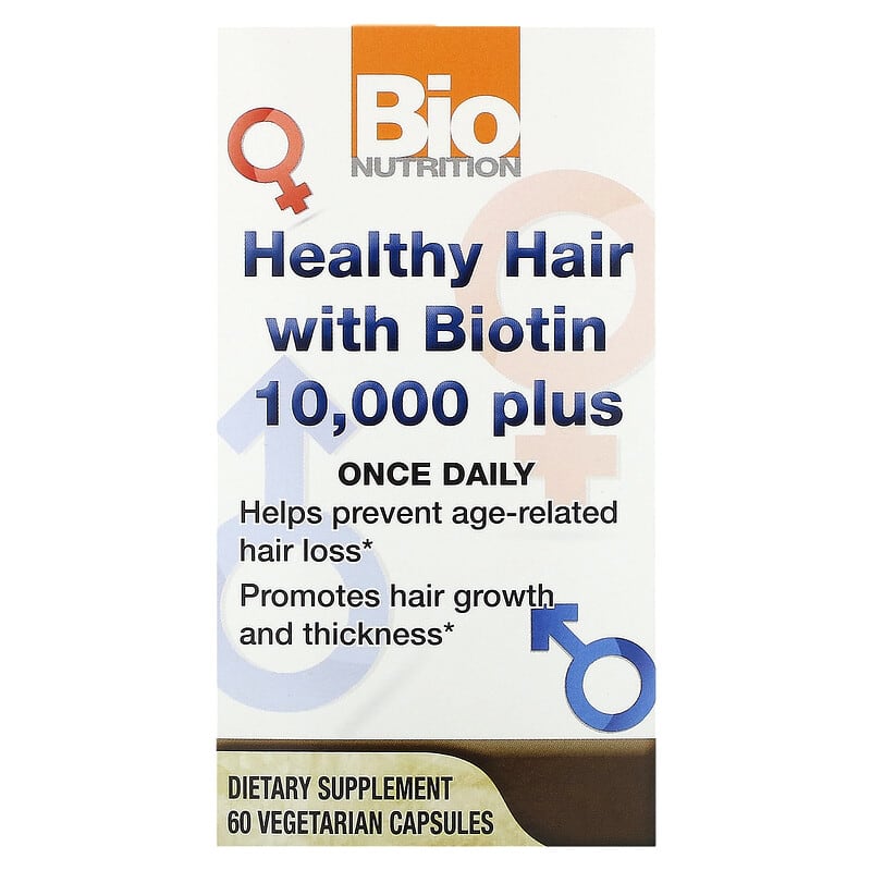 Bio Nutrition Healthy Hair with Biotin 10,000 Plus 60 viên 1 Bio Nutrition Healthy Hair with Biotin 10.000 Plus 60 Vegetarian Capsules 854936003297