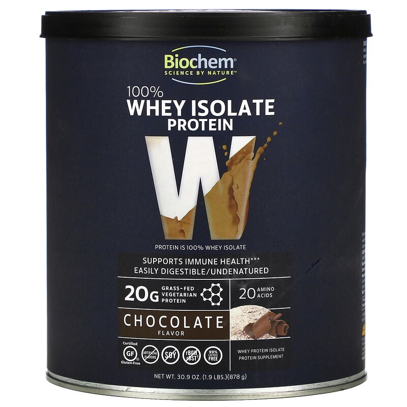 Biochem 100% Whey Isolate Protein Chocolate 1.9 lbs (878 g) 1 Biochem 100% Whey Isolate Protein Chocolate 1.9 lbs (878 g) 015794020028