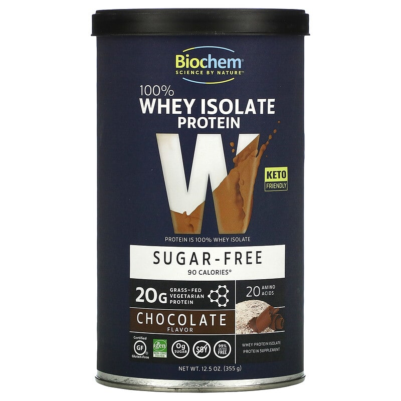 Biochem 100% Whey Isolate Protein Sugar Free Chocolate 12.5 oz (355 g) 1 Biochem 100% Whey Isolate Protein Sugar Free Chocolate 12.5 oz (355 g) 015794020738