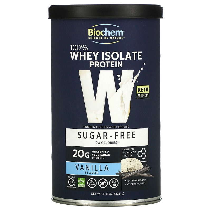 Biochem 100% Whey Isolate Protein Sugar Free Vanilla 11.8 oz (336 g) 1 Biochem 100% Whey Isolate Protein Sugar Free Vanilla 11.8 oz (336 g) 015794020769