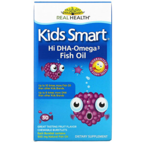 Bioglan Kids Smart Hi DHA-Omega 3 Fish Oil Great Tasting Fruit Flavor 30 Chewable Burstlets 647125805051